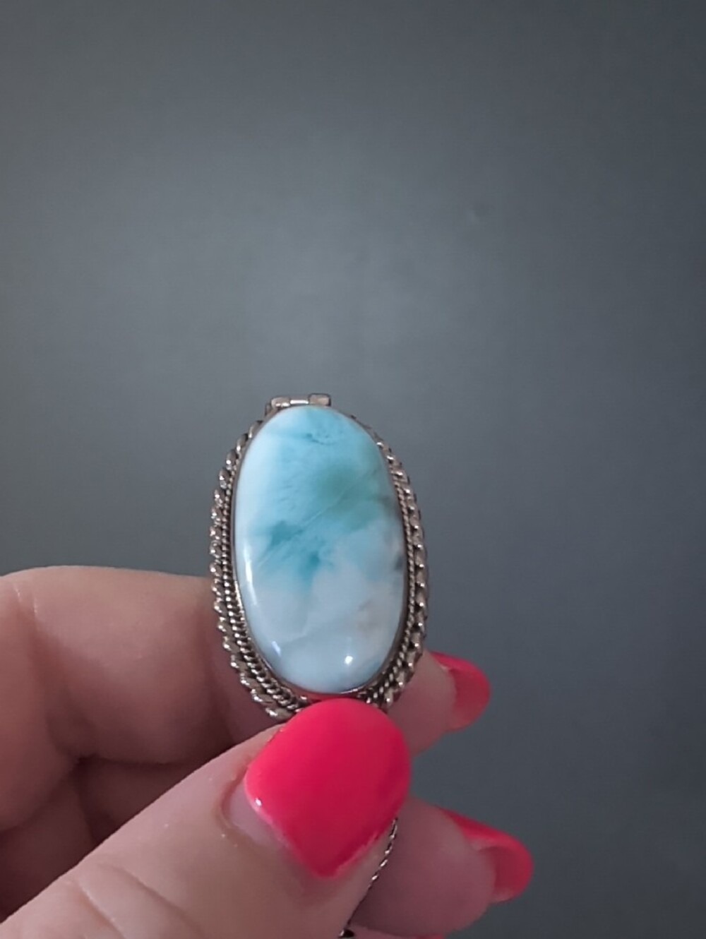 Sterling Silver Blue Larimar Oval Statement Bracelet - Picture 3 of 7